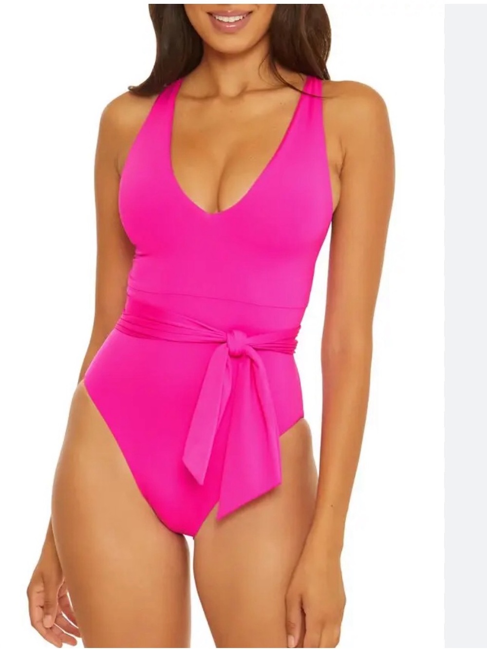 Becca by Rebecca Virtue size small Pink One-Piece Tie-Waist womens Swim Suit